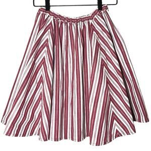 Beams Boy Women’s Knee Length Striped Canvas Skirt Red/White Size S/M